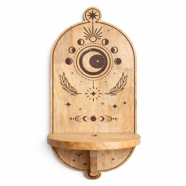 Maanfasen & Boom Gesneden Boog Wandplank
