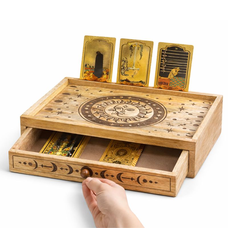 Zon Maan Gesneden Tarotdoos met Lade