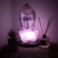 Boeddha-buste-lamp lavendel crackle - ovaal standaard