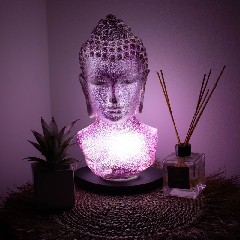 Boeddha-buste-lamp lavendel crackle - ovaal standaard