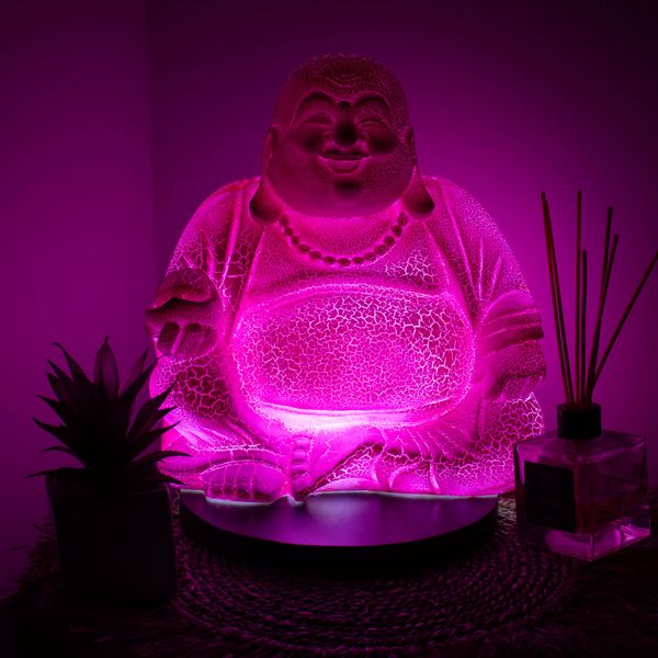 Lachende Boeddha-lamp Drakenvrucht - Ronde Standaard