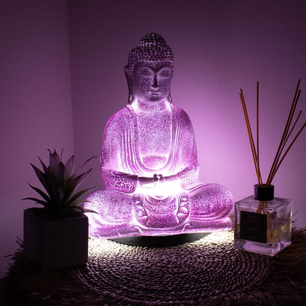 Meditatie Boeddha-lamp Lavendel Crackle - Ovaal Standaard
