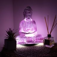 Meditatie Boeddha-lamp Lavendel Crackle - Ovaal Standaard