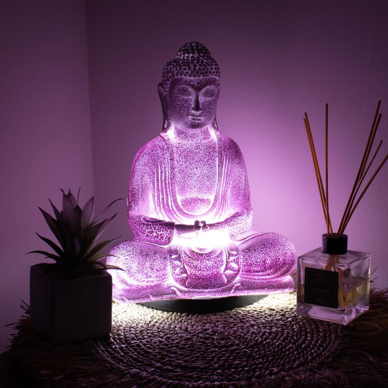 Meditatie Boeddha-lamp Lavendel Crackle - Ovaal Standaard