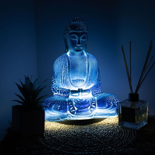 Medditation Boeddha-lamp Hemelsblauw - Ovale standaard