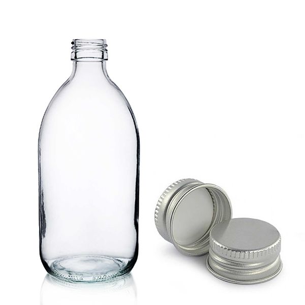 300ml Heldere Glazen Medicijnfles met Aluminium Dop
