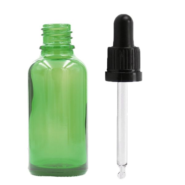 50ml Groene Glazen Druppelfles met Zwarte T/E Pipet
