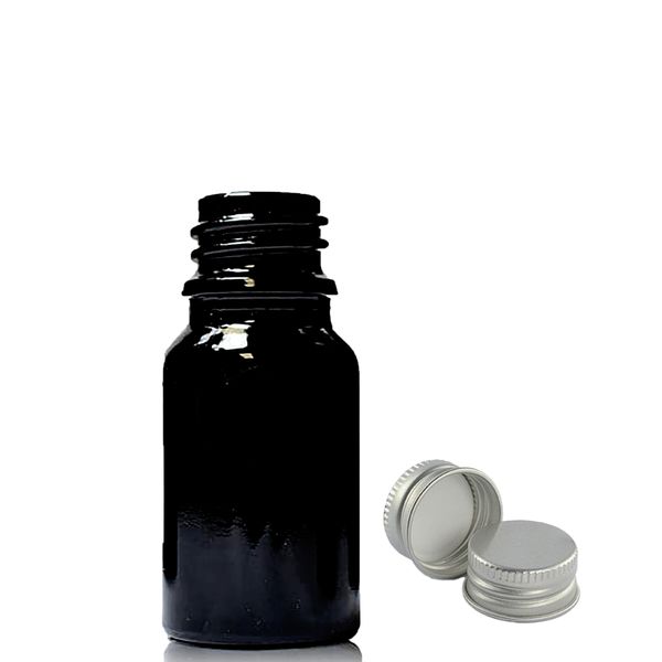 5ml Zwarte Glazen Druppelfles met Aluminium Dop