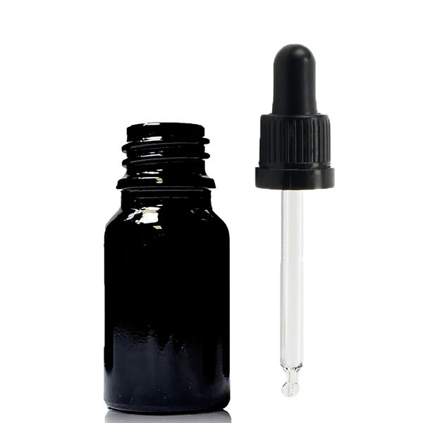 5ml Zwarte Glazen Druppelfles met Zwarte T/E Pipet