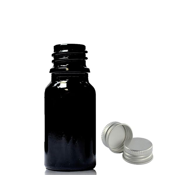 10ml Zwarte Glazen Druppelfles met Aluminium Dop