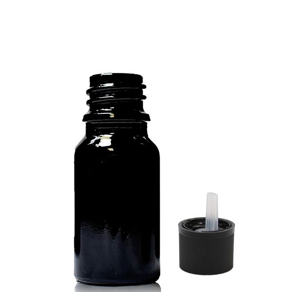 10ml Zwarte Glazen Druppelfles met Kindveilige Druppeldop