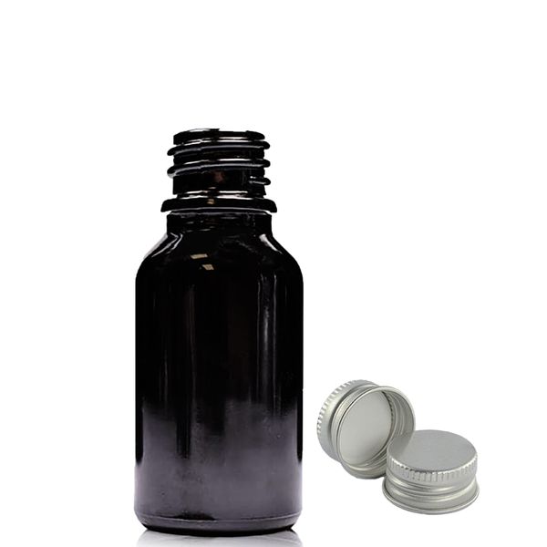 15ml Zwarte Glazen Druppelfles met Aluminium Dop