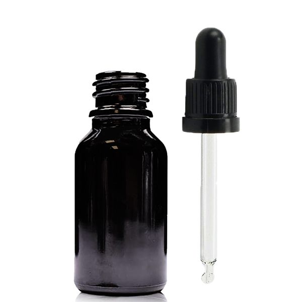 15ml Zwarte Glazen Druppelfles met Zwarte T/E Pipet