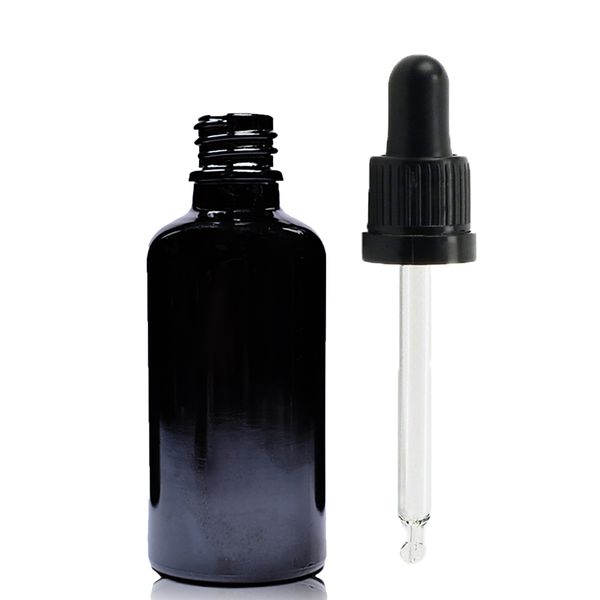 30ml Zwarte Glazen Druppelfles met Zwarte T/E Pipet