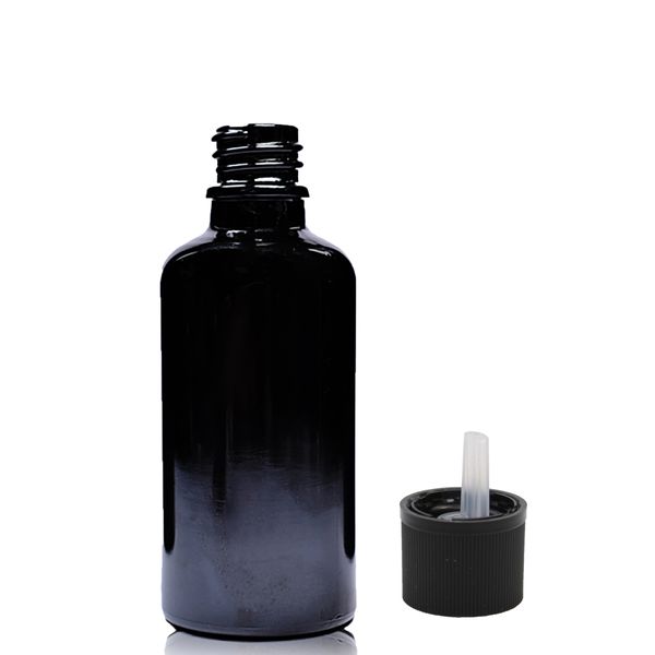 30ml Zwarte Glazen Druppelfles met Kindveilige Druppeldop
