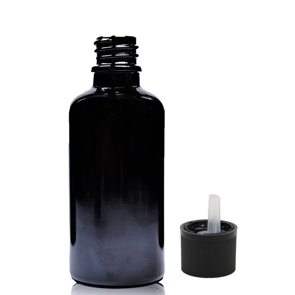 50ml Zwarte Glazen Druppelfles met Kindveilige Druppeldop
