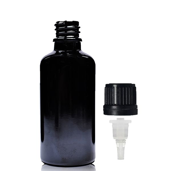 50ml Zwarte Glazen Druppelfles met Druppeldop