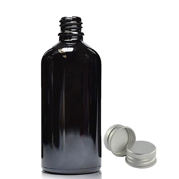100ml Zwarte Glazen Druppelfles met Aluminium Dop