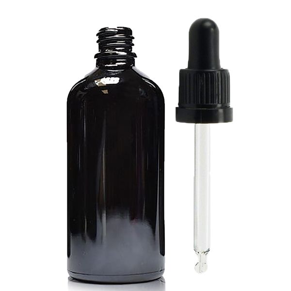 100ml Zwarte Glazen Druppelfles