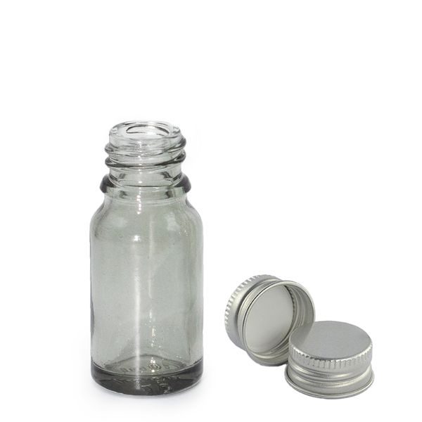 10ml Mat Grijze Glazen Druppelfles met Aluminium Dop