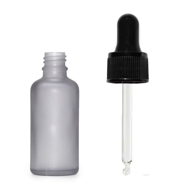 10ml Mat Grijze Glazen Druppelfles met Zwarte Pipet