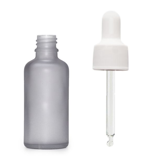 30ml Mat Grijze Glazen Druppelfles met Witte Pipet
