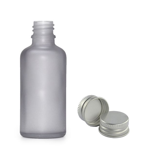 50ml Mat Grijze Glazen Druppelfles met Aluminium Dop