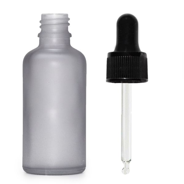 100ml Mat Grijze Glazen Druppelfles met Zwarte Pipet