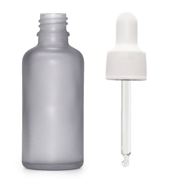 100ml Mat Grijze Glazen Druppelfles met Witte Pipet