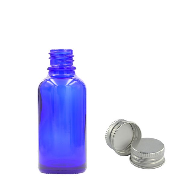 10ml Blauwe Glazen Druppelfles met Aluminium Dop