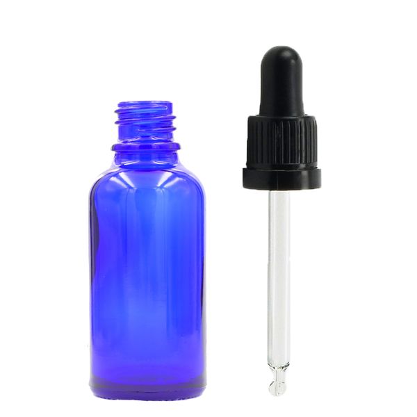15ml Blauwe Glazen Druppelfles met Zwarte T/E Pipet