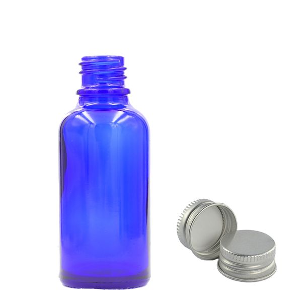 30ml Blauwe Glazen Druppelfles met Aluminium Dop