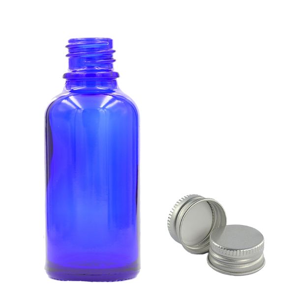 50ml Blauwe Glazen Druppelfles met Aluminium Dop