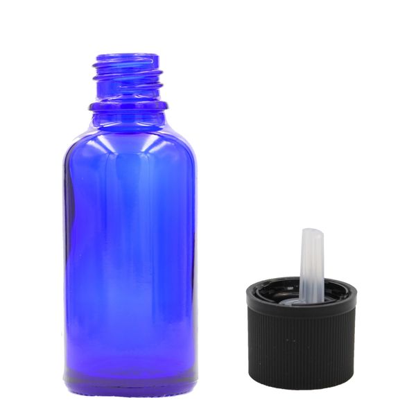 50ml Blauwe Glazen Druppelfles met Kindveilig Druppeldop