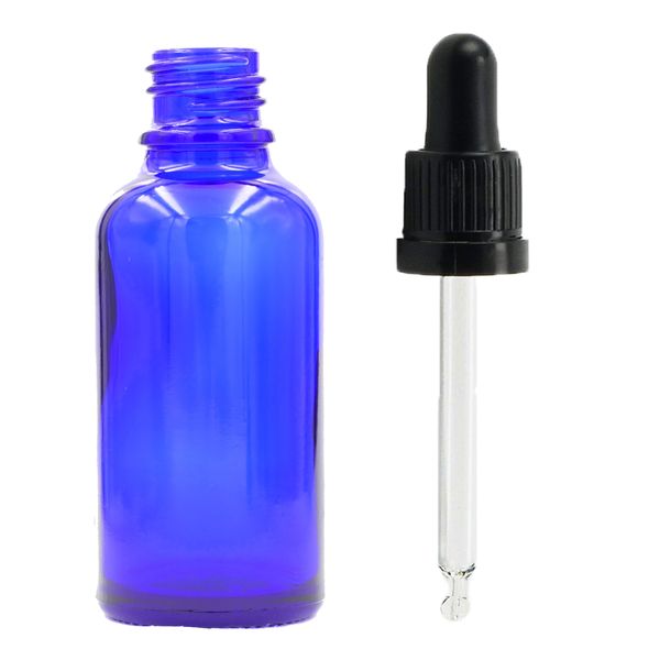 100ml Blauwe Glazen Druppelfles met Zwarte T/E Pipet