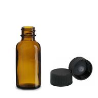 30ml Amber Glazen Boston Fles met Zwarte Plastic Dop