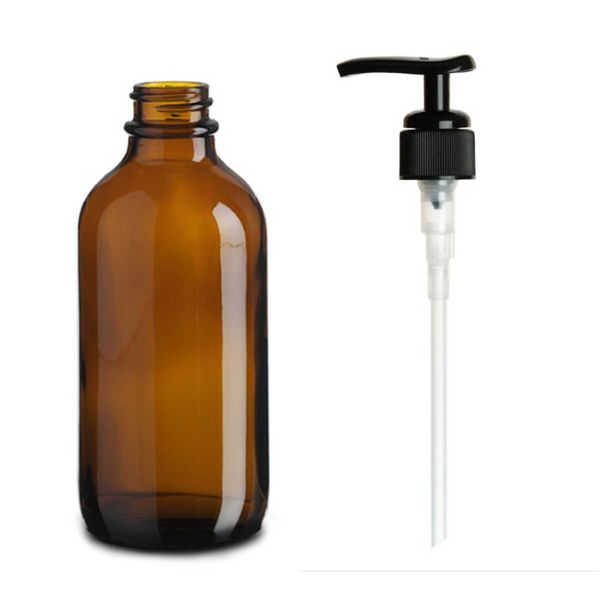 230ml Amber Glazen Boston Fles met Zwarte Pompdop