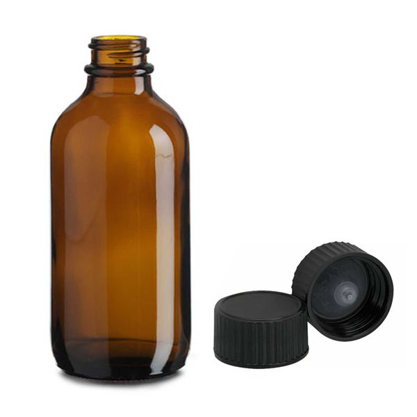 500ml Amber Glazen Boston Fles met Zwarte Plastic Dop