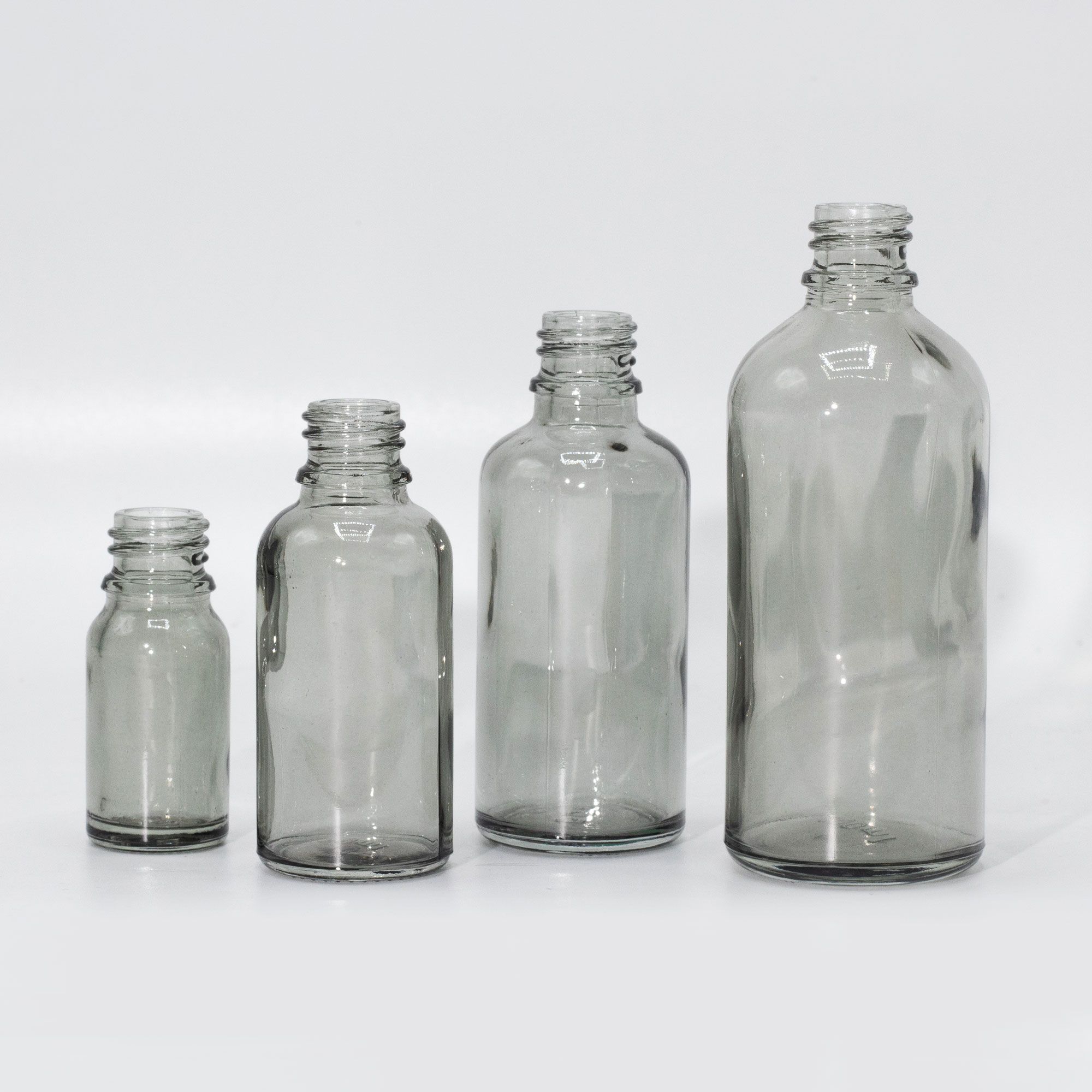 Druppelflesjes van rookgrijs glas