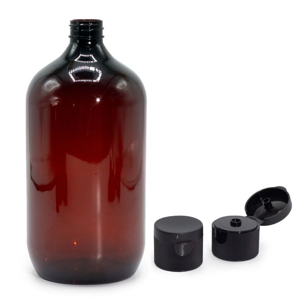 1000 ml Bruine Plastic Boston Fles met Flip-Top Dop 28 mm