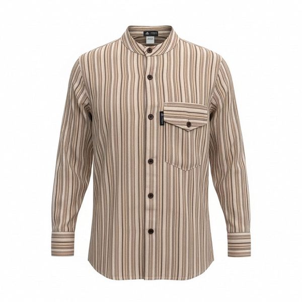 Nomad Sari Grandad Shirt - Bruin Beige - Medium