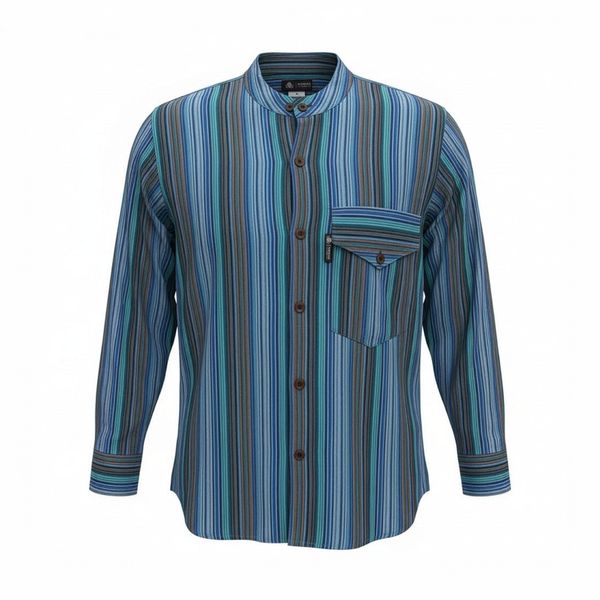 Nomad Sari Grandad Shirt – Turquoise – MNomad Sari Grandad Shirt – Turquoise – M