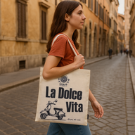 Iconische Basic Draagtas - La Dolce Vita - (40x36cm) - Naturel 4oz