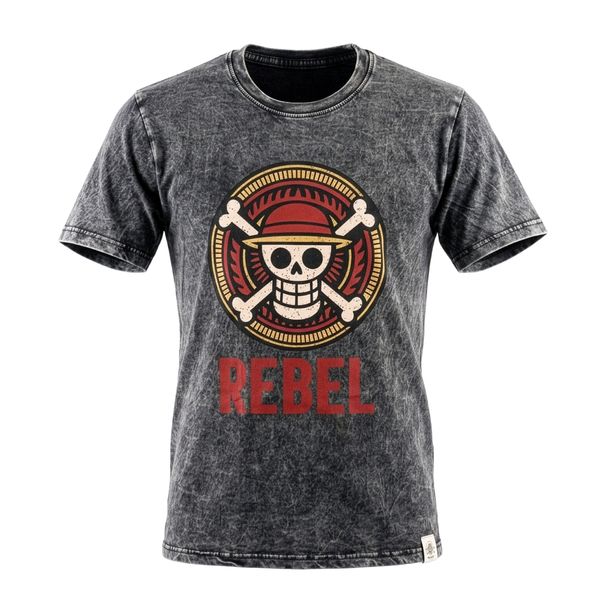 Nomad Sari Stonewashed Katoenen T-shirt - Rebel - Donkergrijs - Klein