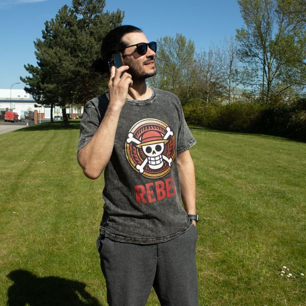 Nomad Sari Stonewashed Katoenen T-shirt - Rebel - Donkergrijs - Klein