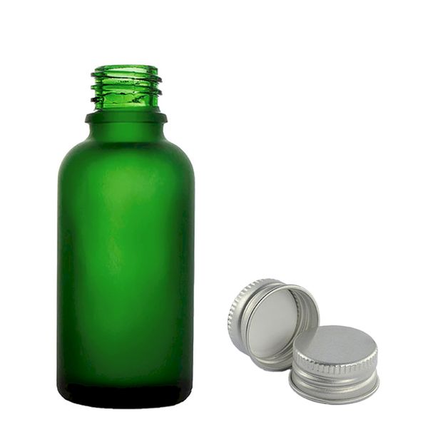 50 ml matgroene glazen pipetfles met aluminiumdop