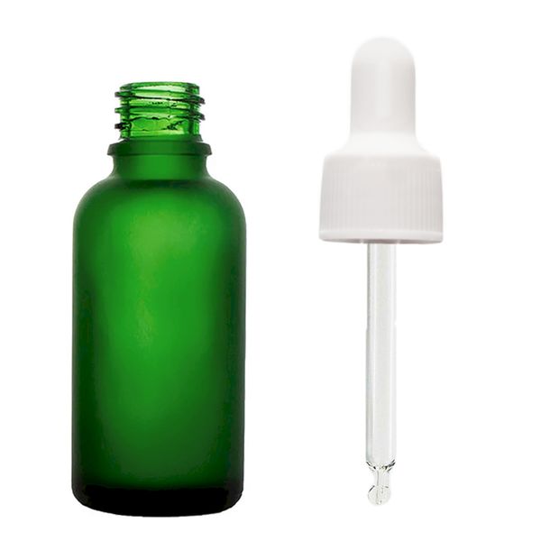 50ml mat groen glazen pipetfles met witte pipet