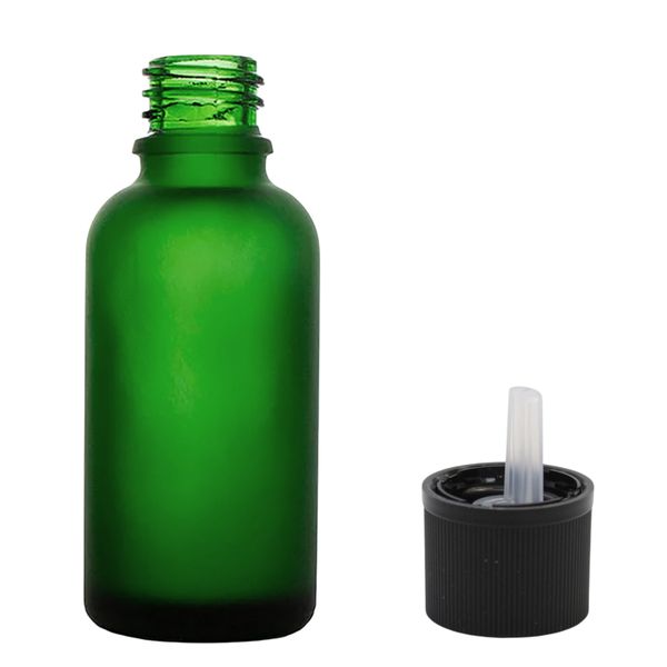 100 ml matgroene glazen pipetfles met kindveilige pipetdop