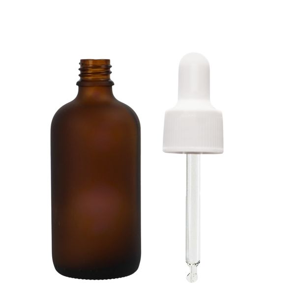 30 ml mat amberkleurig glazen pipetfles met witte pipet