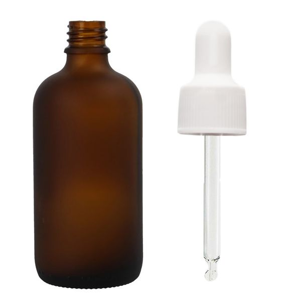 100 ml mat amberkleurig glazen pipetfles met witte pipet